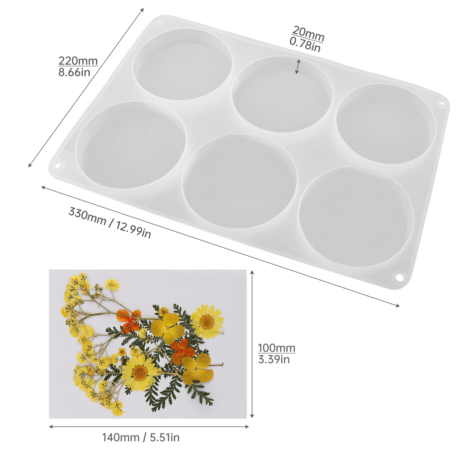 6 Cavity 4 Inch Silicone Coaster Moulds for Casting with Resin / Flower Bouquet Preservation with Pressed Dry Flowers