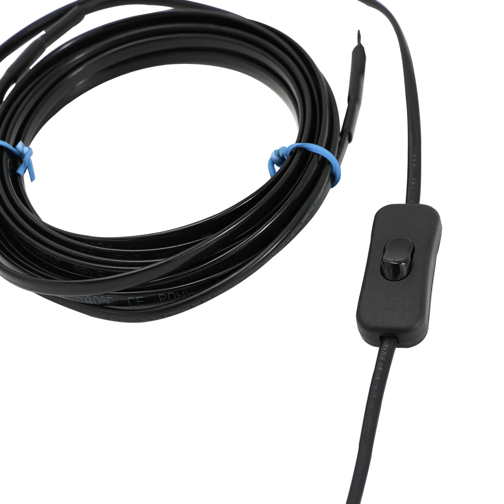 MINCO HEAT 1~10m EU Plug with Power Switch Self Regulating Heating Cable for Water Pipe Freeze Protection Warm Wire