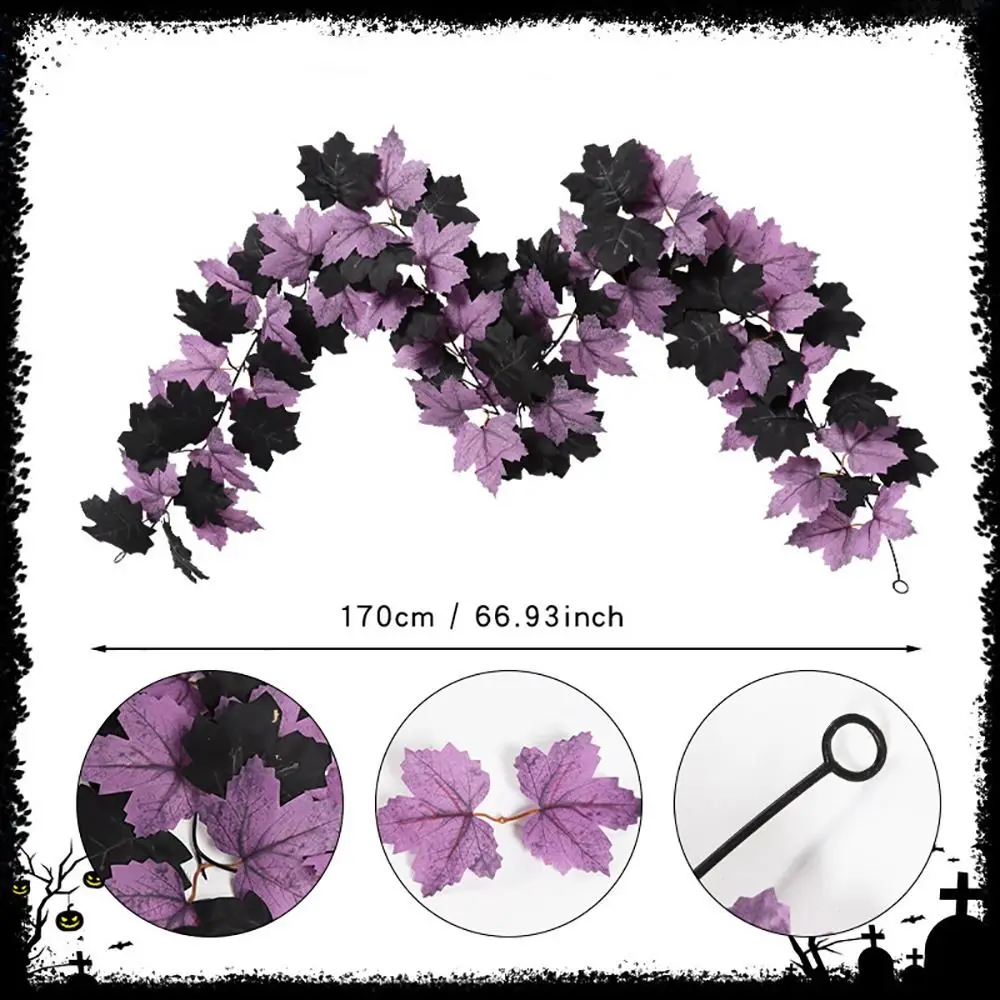 Multicolor Halloween Garland Maple Leaf Silk Leaves Artificial Leaves Flower Wreath Photo Props DIY Ornament Maple Leaves Rattan
