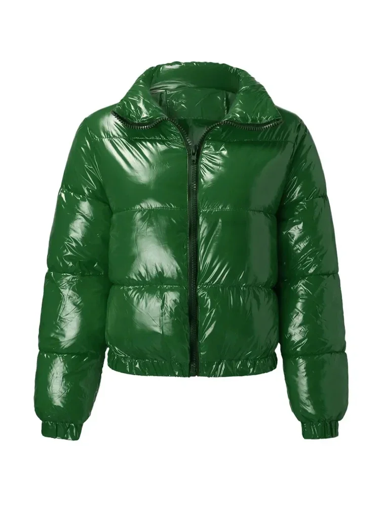 Jaqueta de inverno feminina 2025 oversized inchado brilhante bolha casaco sólido algodão acolchoado casaco quente à prova dwaterproof água parka feminino outerwear