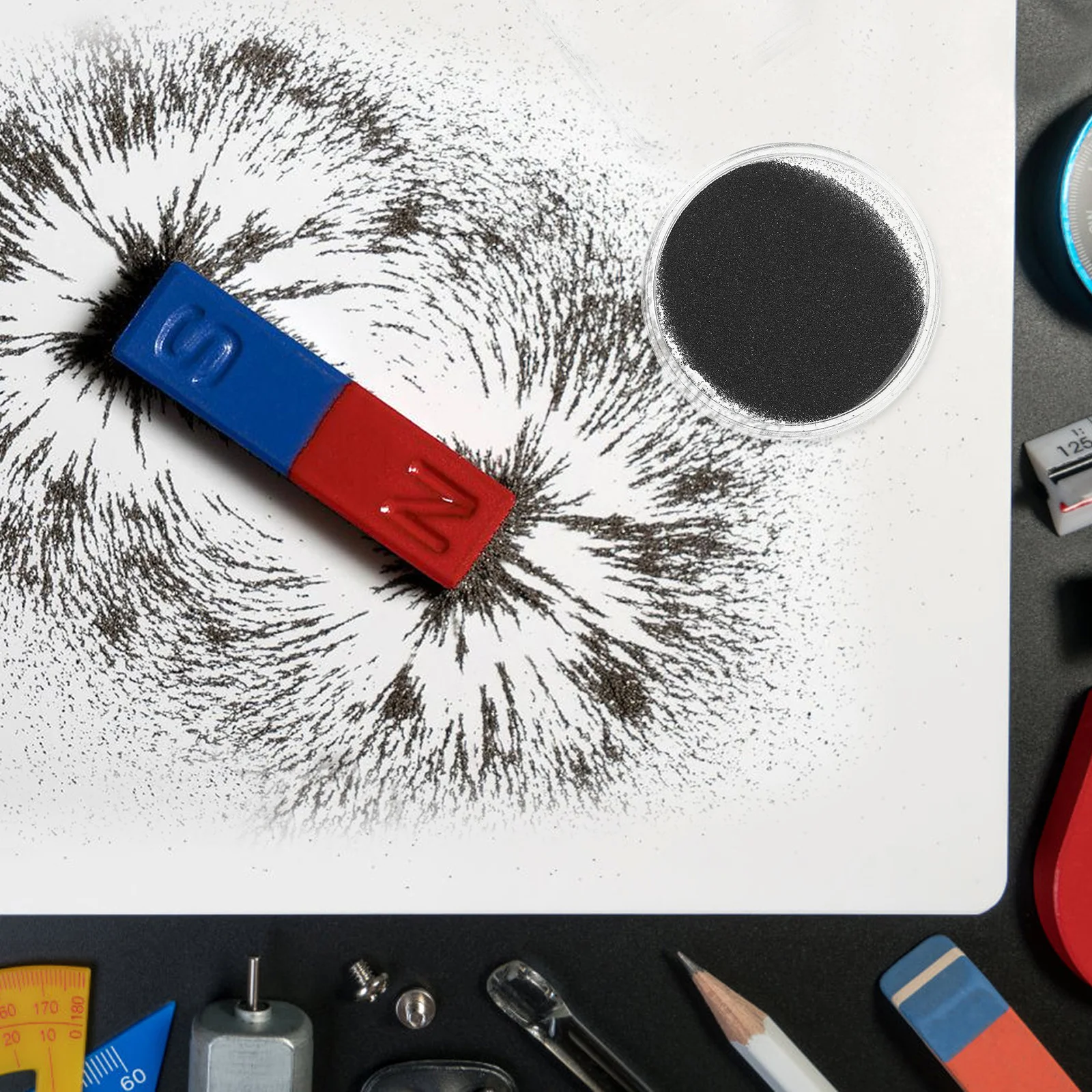 5Pcs Magnetic Iron Powder Teaching Kit Education Field Demonstration Science Classroom Physics Experiment Supplies