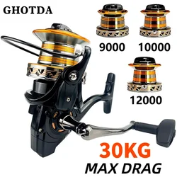 Spinning Big Fishing Reel 9000 10000 12000 Series Strong Drag 30KG Long Casting Jigging Wheel 4.7:1 Sea Boat Fishing Accesorios