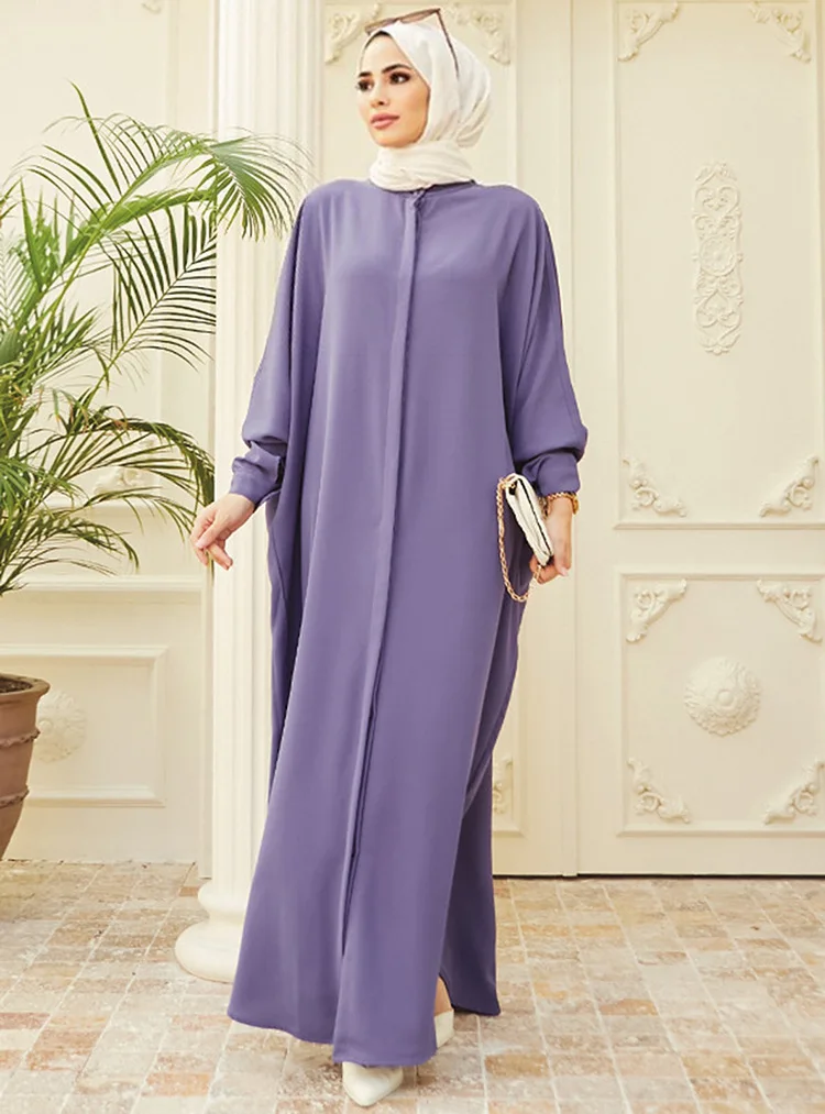 Saudi Arabia Dubai Abaya Fashion Bat Sleeve Long Muslim Maxi Dresses for Women Party Casual Solid Morocco Kaftan Women Clothing