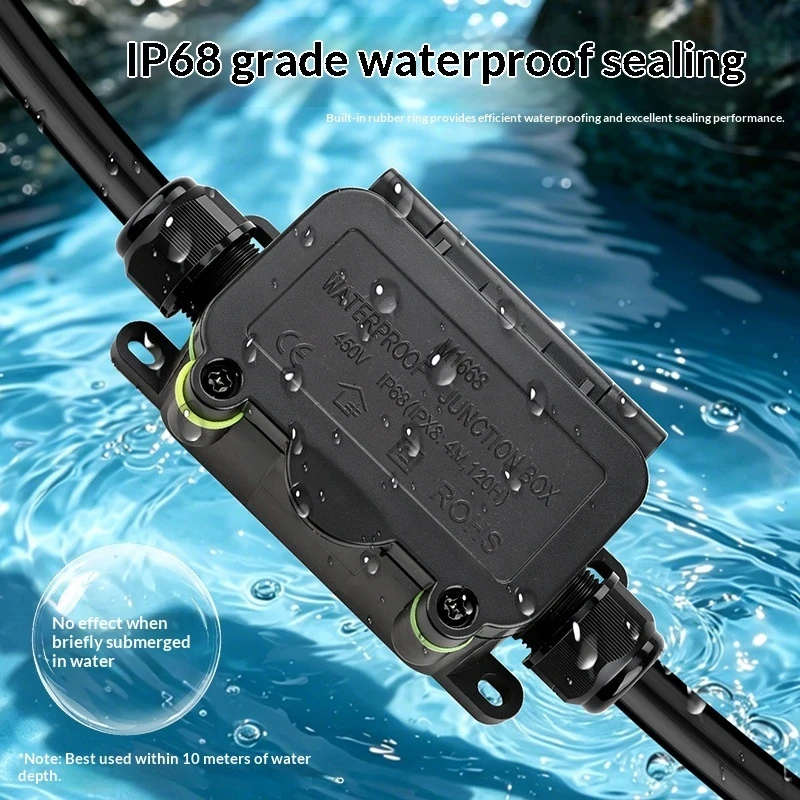IP68 Waterproof Junction Box, 2/3/4/5 Way Outdoor Electrical Cable Connector With PA66 Nylon Housing For Underground Lighting