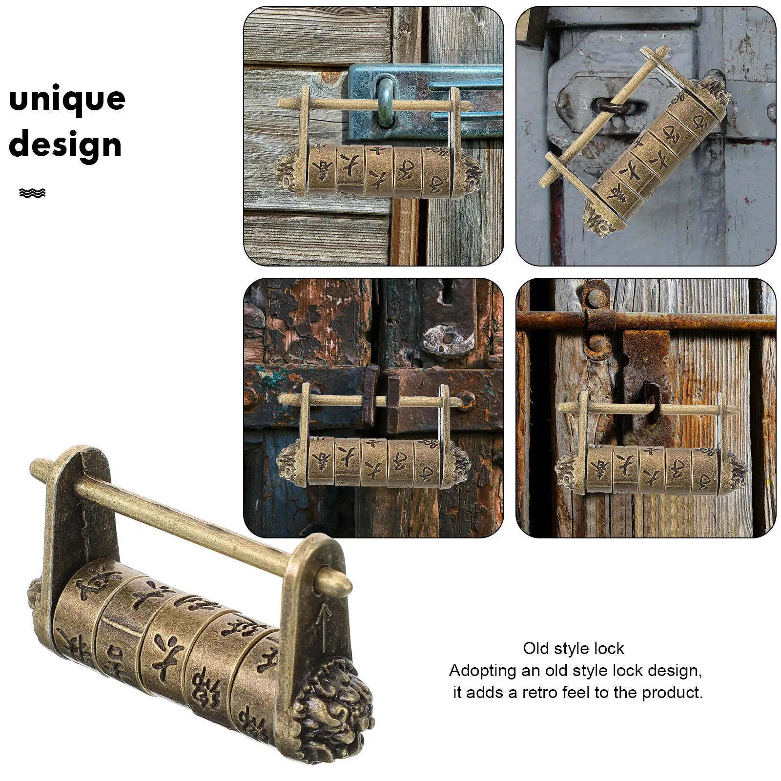 Vintage Chinese Style Combination Lock Zinc Alloy Small Exquisite Retro Padlock for Drawer Cabinet Jewelry Box Suitcase Gift Box
