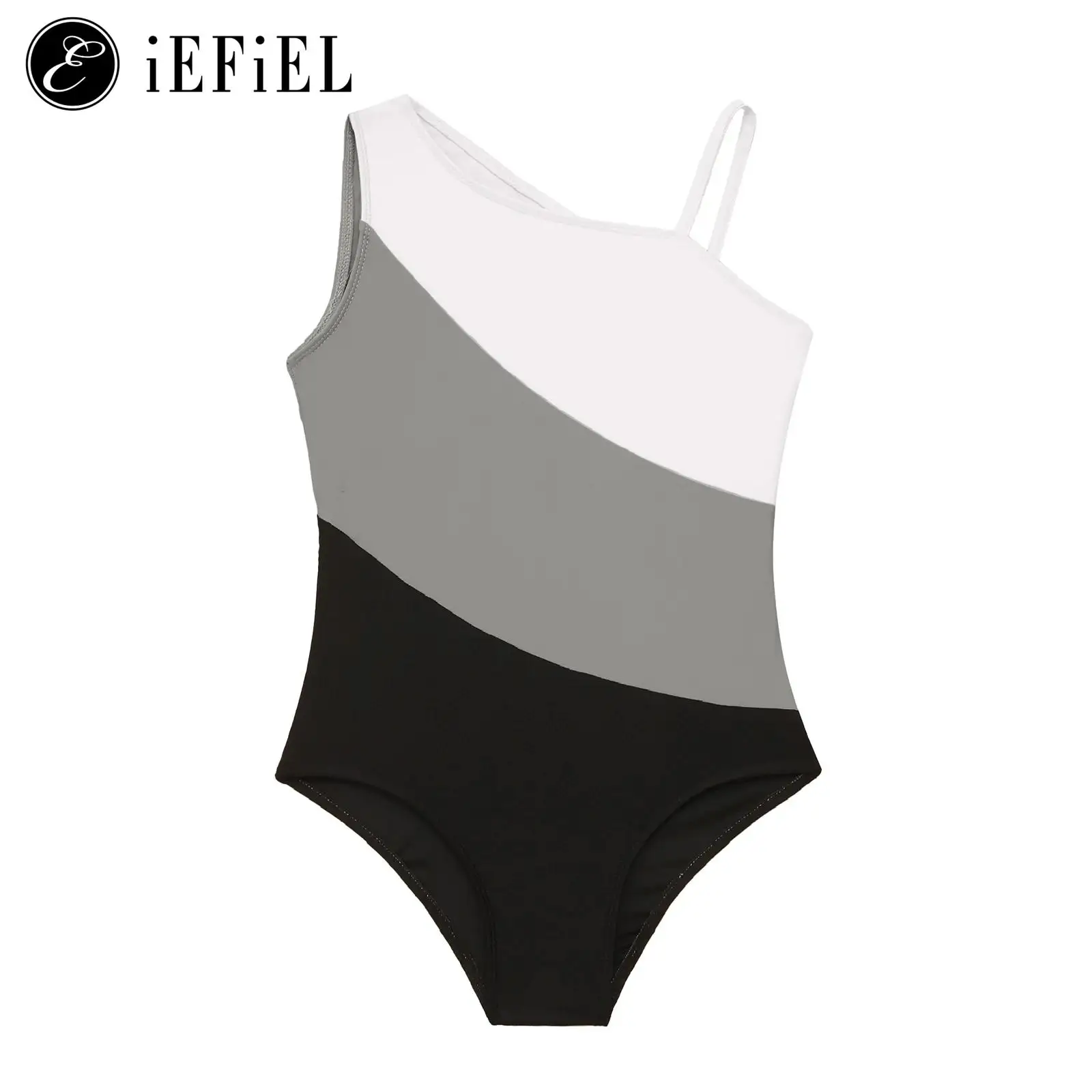 

Girls One Piece Swimsuits Colorblock One Shoulder Straps Monokini Beach Bathing Suits Pool Party Swimwear Surfing Rash Guards