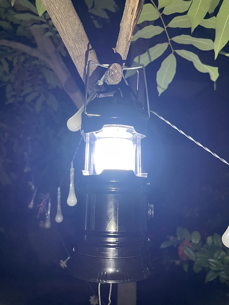 Camping Solar Lamp LED Portable Lantern Tent Telescopic Torch Waterproof Emergency Powered Rechargeable Working Light