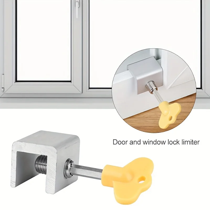 3 Sets Door and Window Limit Clamp, Sliding Window Lock with Protective Pad, Ventilation Restriction Tool