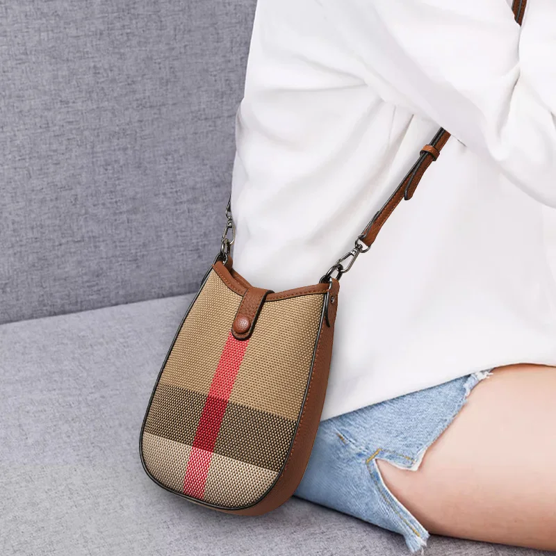 Aidanni Women's Phone Bag, 2026 New Arrival, Luxury Checked Fabric with Leather Crossbody & Shoulder Bag for Mothers
