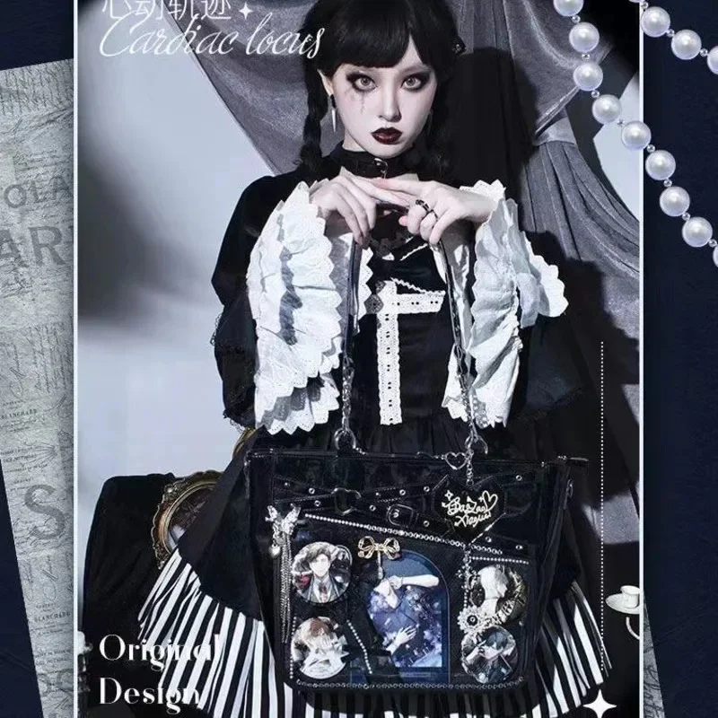 Transparent Ita Bag Red Black Heart Chain Crossbody Shoulder Bag Large Capacity Anime Collection Display Bag Birthday Fans Gift