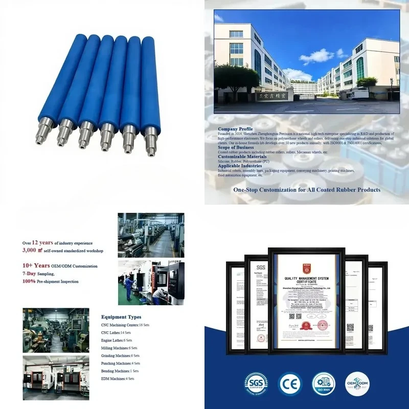 for  Custom PU Coated Rubber Rollers Wear Resistant Silicone Polyurethane Rollers with Machined Steel  Printing Laminate