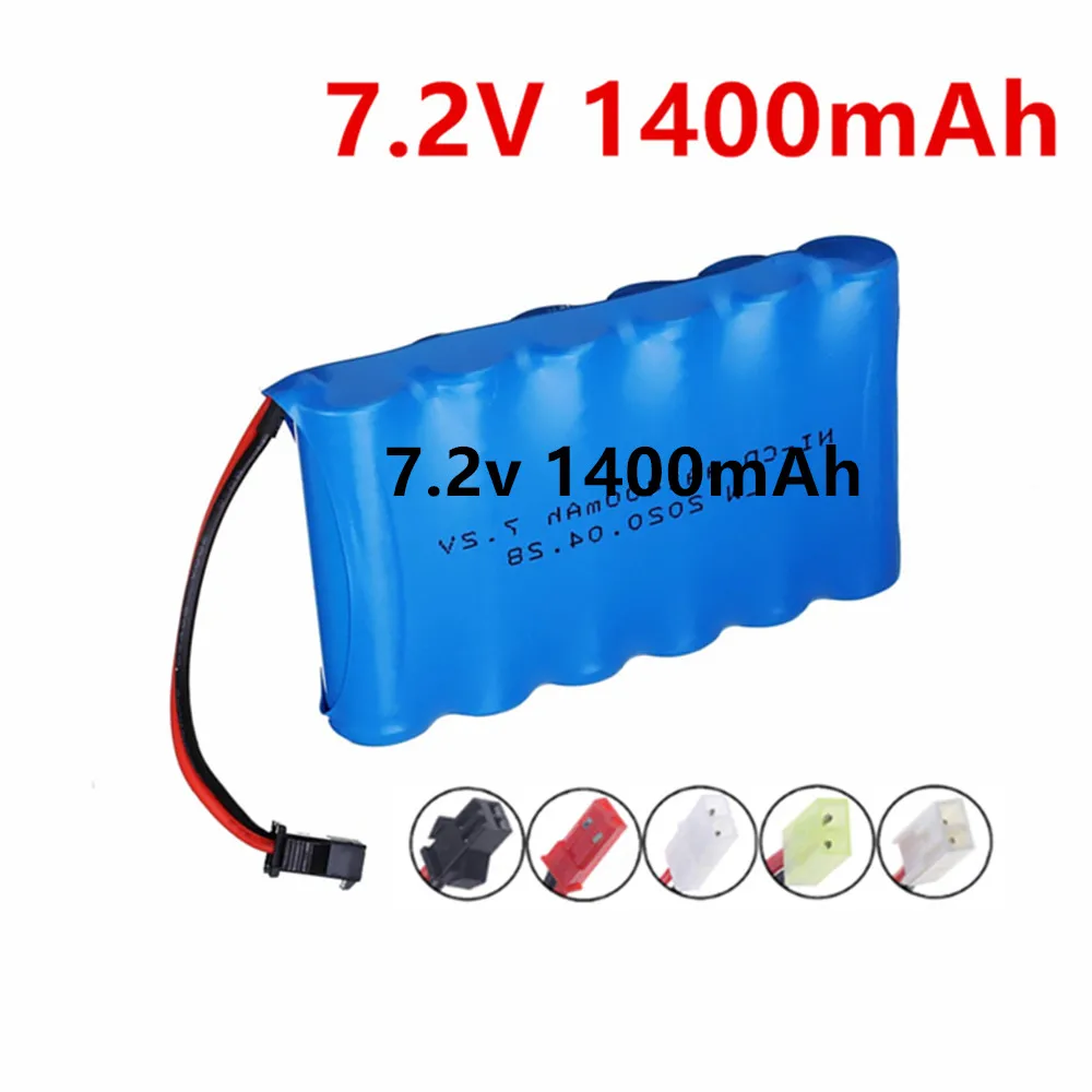 7.2v 1400mah NiCD Rechargeable Battery For Rc toy Car Boat Tank Train Robot Gun NI-CD AA 7.2v Battery Pack SM/ JST/ L6.2-2P