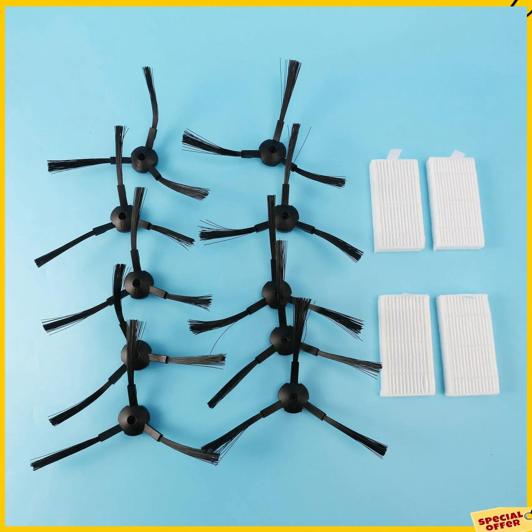 A24P 20Pcs Side Brush+8Pcs Filter Hepa For Ariete Briciola 2711 2712 2713 2717 ROBOT HOFER Cleaner Parts Accessories