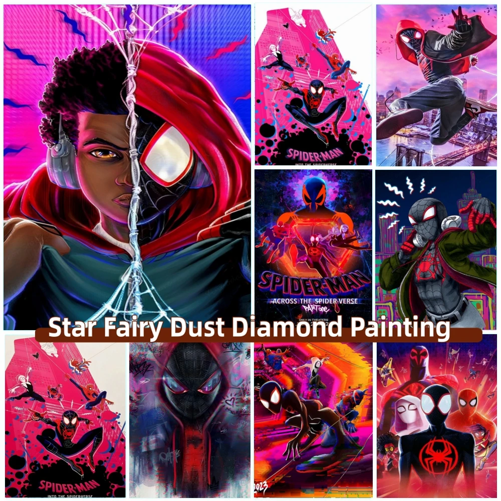 Disney Fairy Dust Diamond Painting Embroidery Mosaic The Avengers Miles Morales Spiderman Movie 5d Crosss Stitch Home Decor Gift