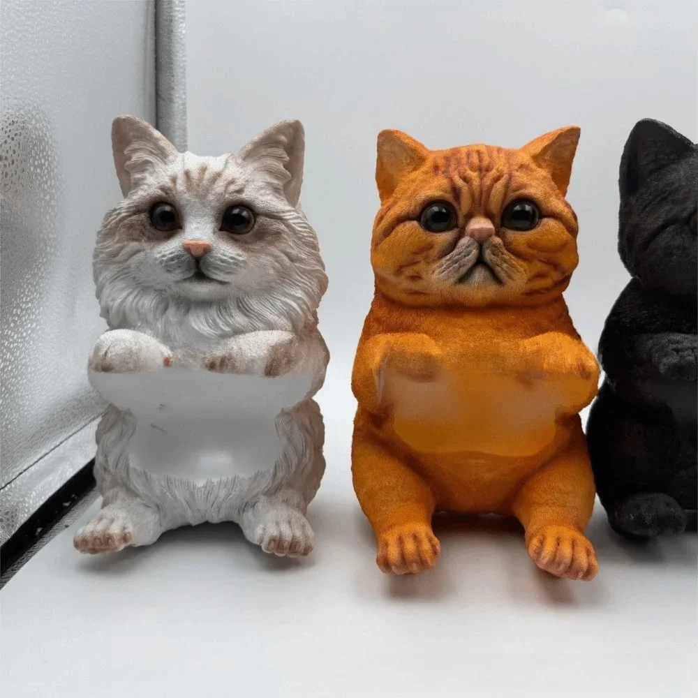 3D Cat Shape Cat Toilet Paper Holder Simple Installation Resin Wall Mounted Roll Rack Realistic Multifunctional