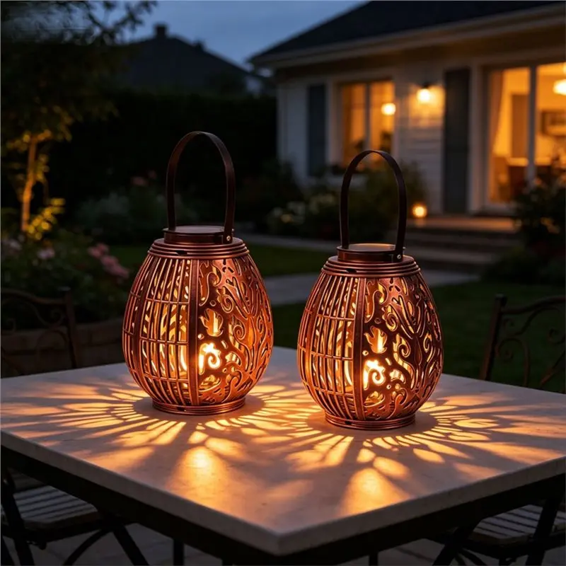 【THANKSGIVING DAY】2PCS Solar Lanterns Outdoor Garden Hanging Lanterns Retro Design Garden Lantern Vintage Design For Yard Table