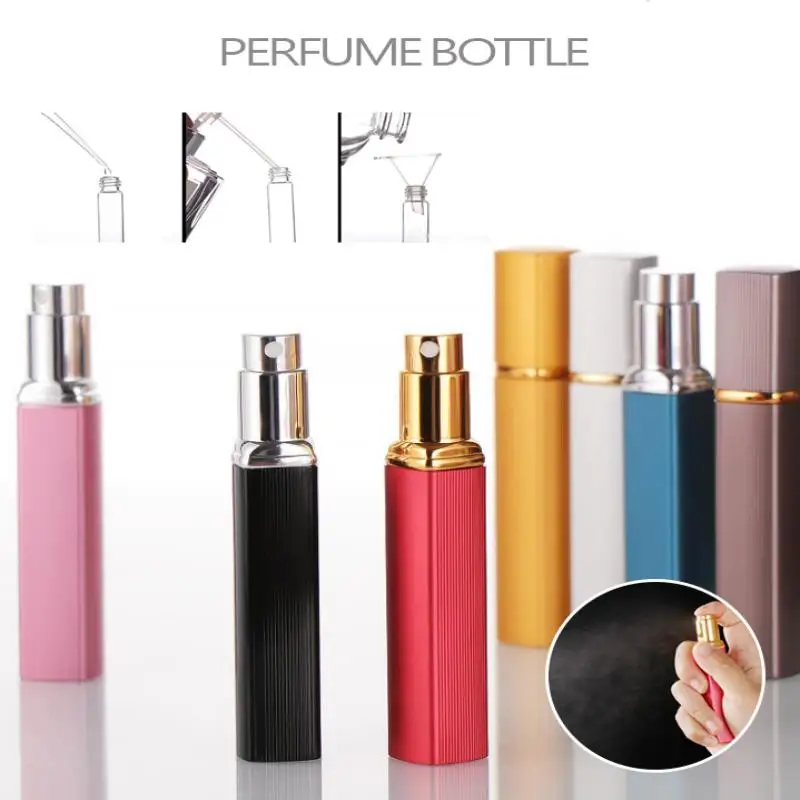 Perfume Bottle 12ml Aluminum Square Tube Perfume Dispenser Bottles Ultra-fine Spray Portable Cosmetics Travel Container Empty