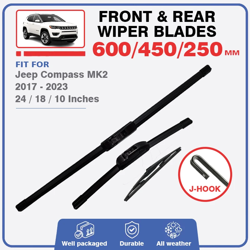 

Front Rear Windscreen Wiper Blades For Jeep Compass 2017 - 2023 MK2 2nd Brushes Car Accessories Cutter 2018 2019 2020 2021 2022