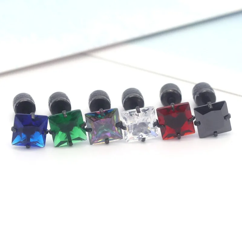 2/12pcs Hypoallergenic Titanium Steel Stud Earrings for Men Women, Zirconia Screw Back Earrings, Cartilage Tragus Ear Piercings