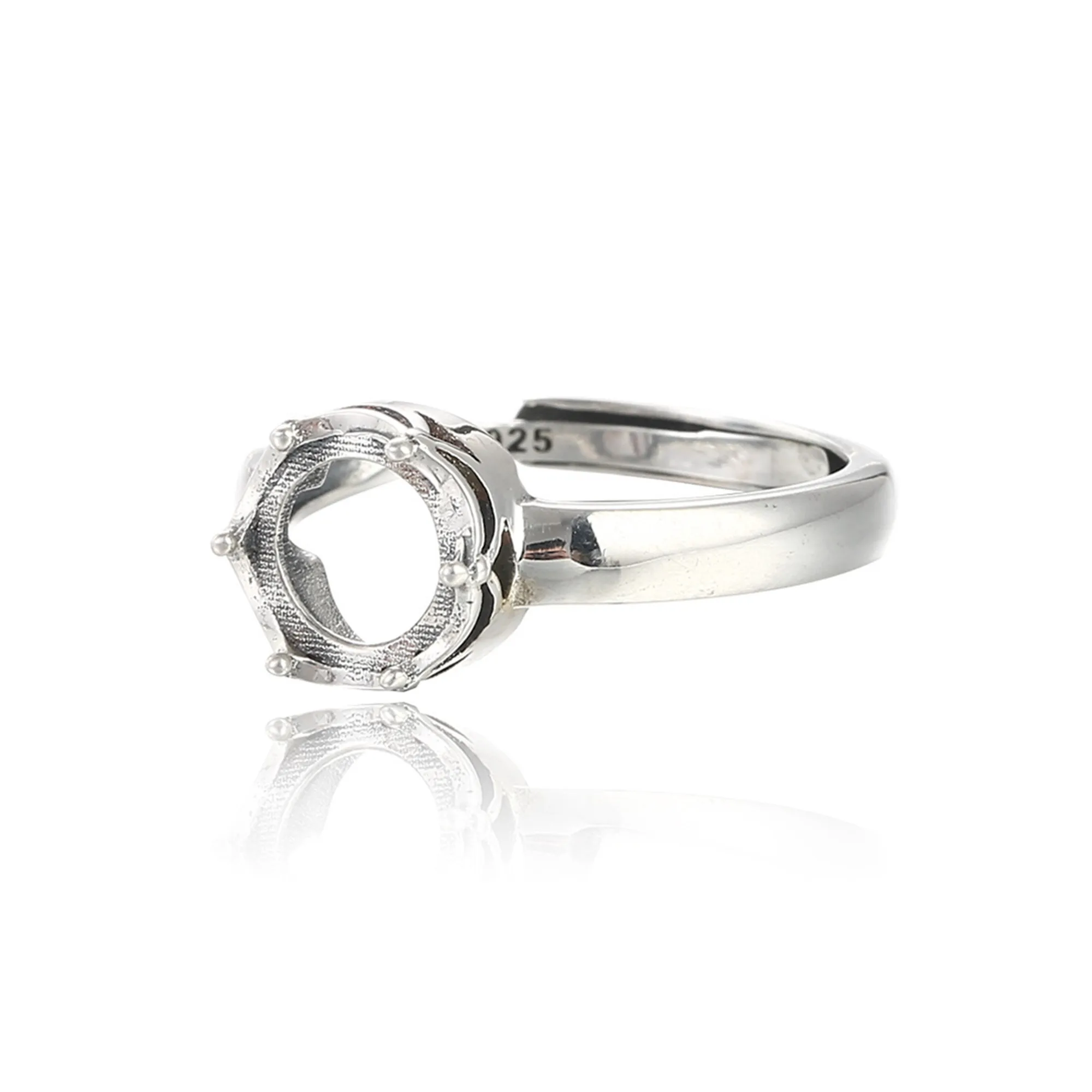 

Ring Blank for 6x6mm/8x8mm/9x9mm/10x10mm Round Cabochons Adjustable Thai Sterling Silver Antique Style Ring Component