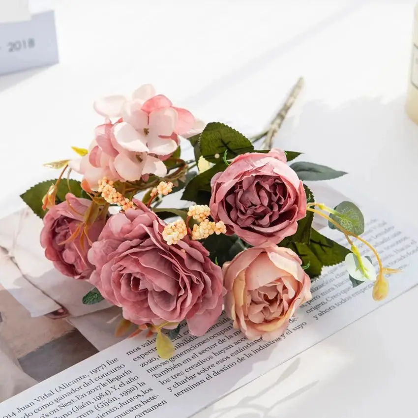 1pc 30CM rose Bouquet Silk Peony Artificial Flowers Christmas Decorations for Home Diy Crafts Autumn Decoration Wedding Supplies