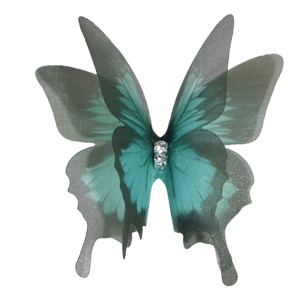 50Pcs 3D Organza Fabric Butterfly Appliques Double-layer Colorful Chiffon Butterfly Embroidered Patches Translucent
