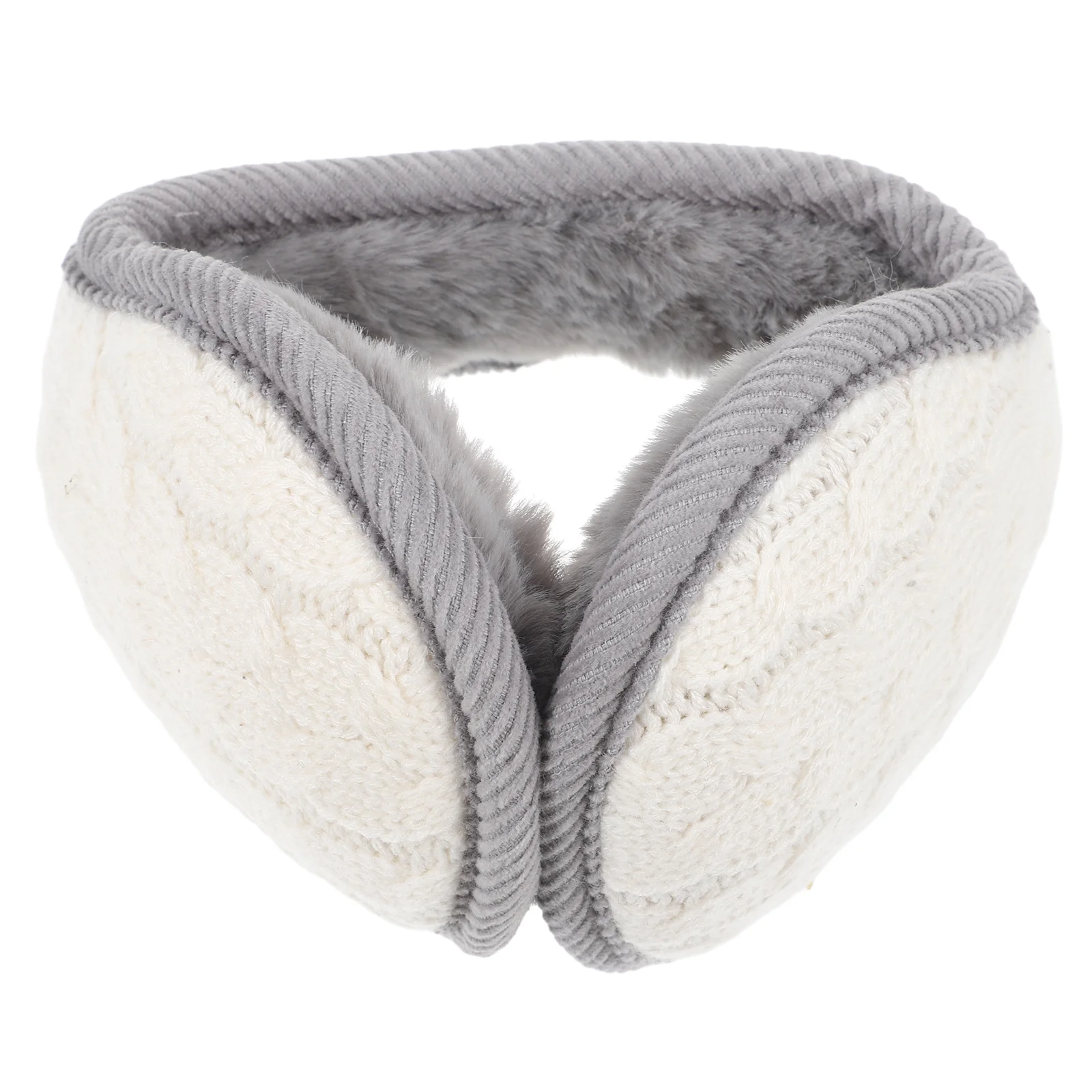 محبوك طوي الشتاء الدافئ في الهواء الطلق غطاء للأذنين 11x11 سنتيمتر الأبيض بطانة ناعمة غطاء للأذن الكمال الطقس البارد السفر التنزه #4