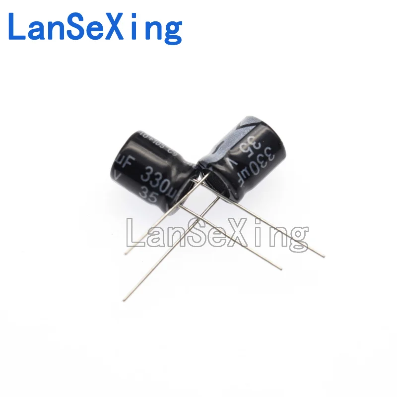 Capacitor eletrolítico de alumínio, Inline, 35V, 330UF, volume 10*13