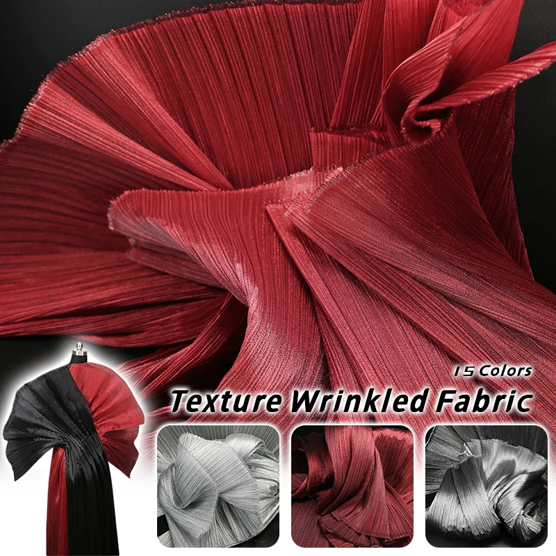 1m Metallic Pearlescent Textured Pleated Fabric Wedding Styling Dress DIY Sewing Stage Decoration Floral Designer Craft Fabric