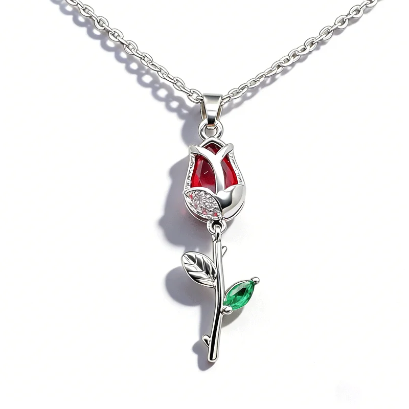 Elegant Gold Plated Tulip Pendant Necklace for Women, Dainty Stem Chain with Zircon, Light Luxury Jewelry, Ideal Daily Gift