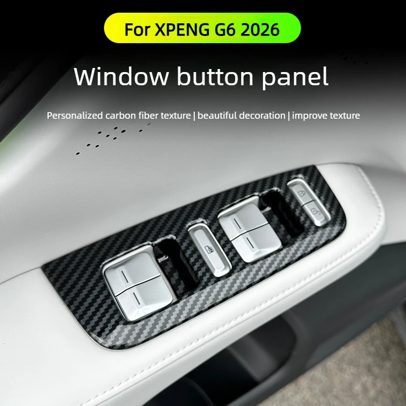 4Pcs for XPENG G6 2026 Car Window Button Panel Sticker ABS Carbon Fiber Pattern Scratch-resistant Car Interior Stickers