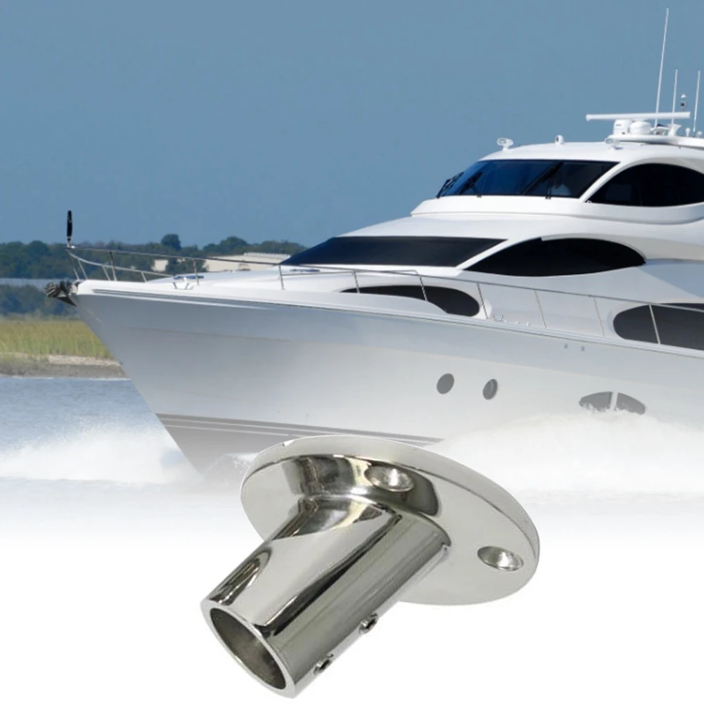Marine Stainless Steel 60 Degree 22Mm 7/8 Inch Tube Round Base Hand Rail Railing Fitting Rowing Yachts Accessories-A14Z