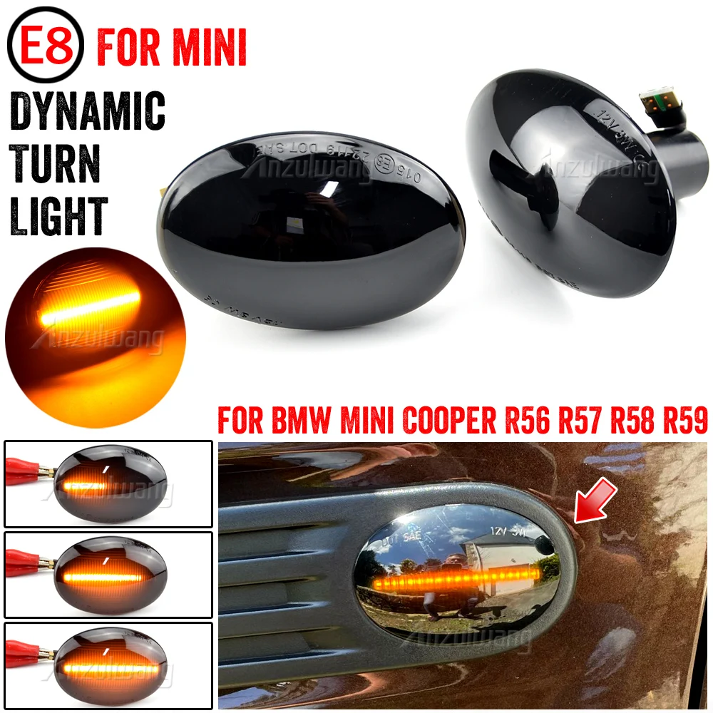 2X 12V Car Flowing Side Repeater Lamp Dynamic LED Side Marker Light Indicator For BMW MINI Cooper R55 R56 R57 R58 R59 2007-2013