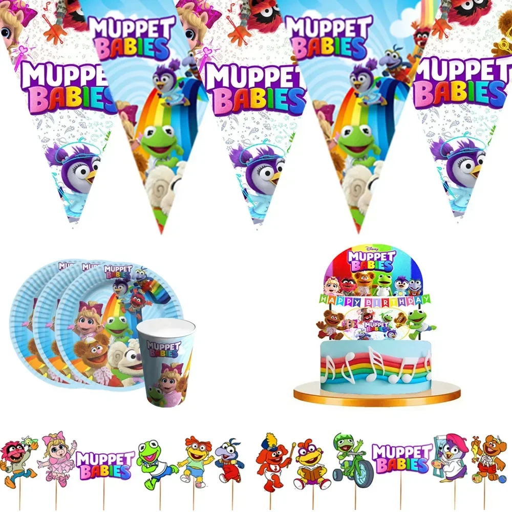 Cartoon Muppet Babies Happy Birthday Banner Baby Shower Decorations Photo Booth Cup Plate Tablecloth Supplies For Kids