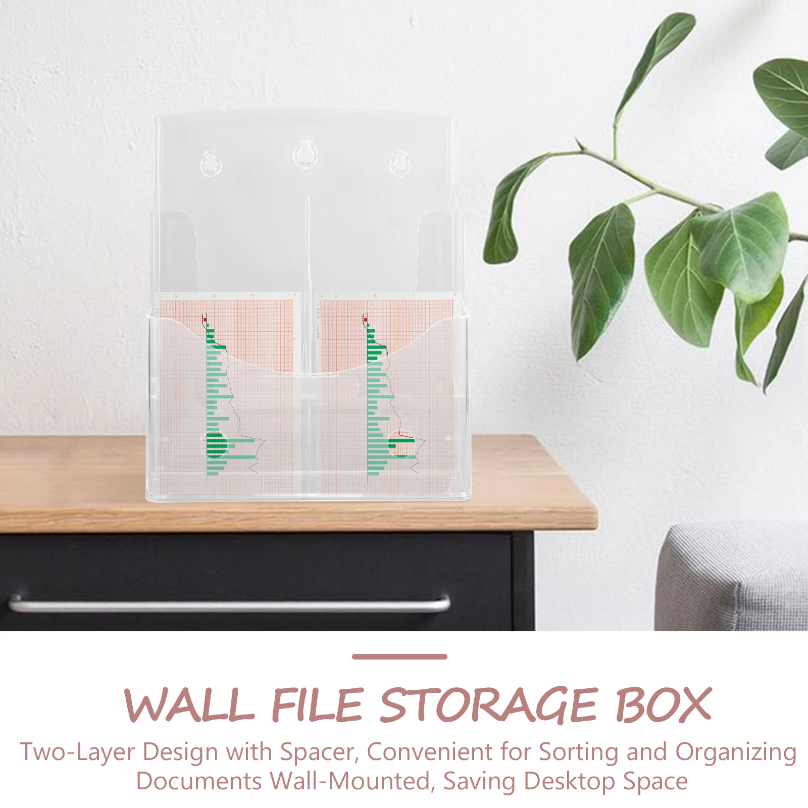 

2Pcs A4 Document Holder Clear Acrylic File Organizer Multi-Layer Desk File Stand Wall-Mount Leaflet Rack