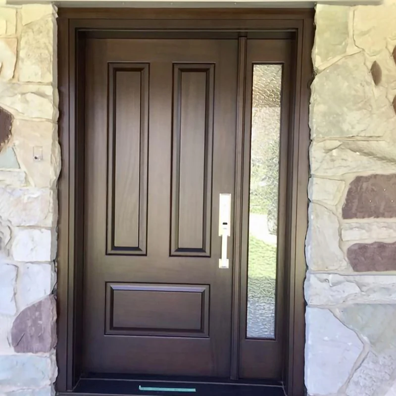 Customized New Front Security Big Modern Villa House Solid Wood Pivot Doors Exterior Waterproof Main Entrance