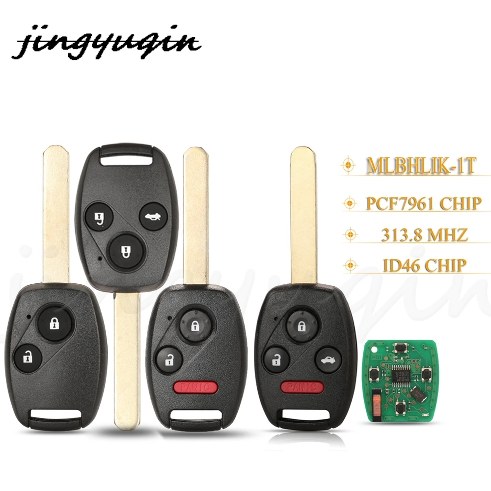 

jingyuqin 10pcs Remote Car Key MLBHLIK-1T 313MHz/ 313.8MHz For Honda CRV Accord 2008-2012 ID46 PCF7961 Chip IC:267T-5WK49308