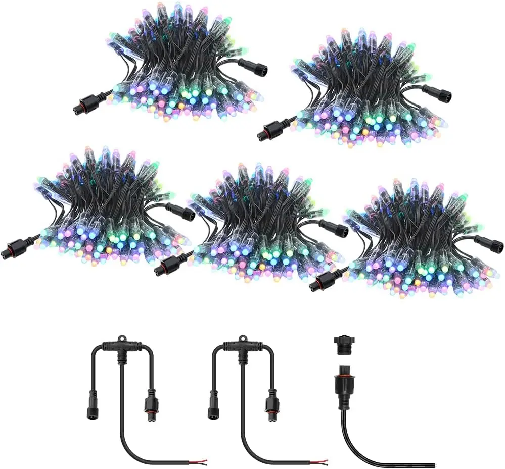 

500pcs 12V WS2811 Pixel String Lights with Waterproof xConnect Pigtail - Addressable RGB LEDs for Outdoor Decor