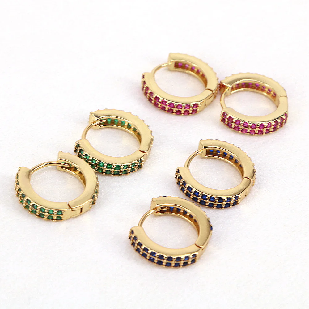 5 pares, pendientes de aro CZ Pave Huggies, pendientes de cartílago de aro Cz Multicolor, accesorios de joyería para mujer