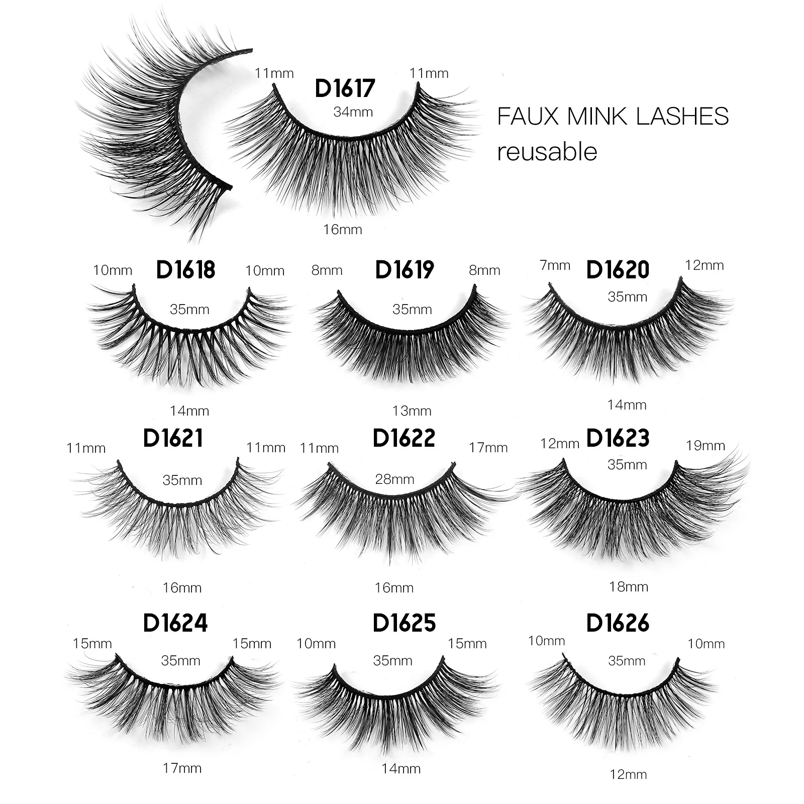 Reusable False Eyelashes Extension, Natural Soft Cross Makeup Eyelash, Daily Dating, DIY Fake Lashes, 1 Pairs