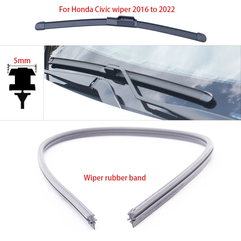 Banda de goma de repuesto para limpiaparabrisas de coche, accesorios para Honda Civic 2016 20117 2018 2019 2020 2021, 2 uds.