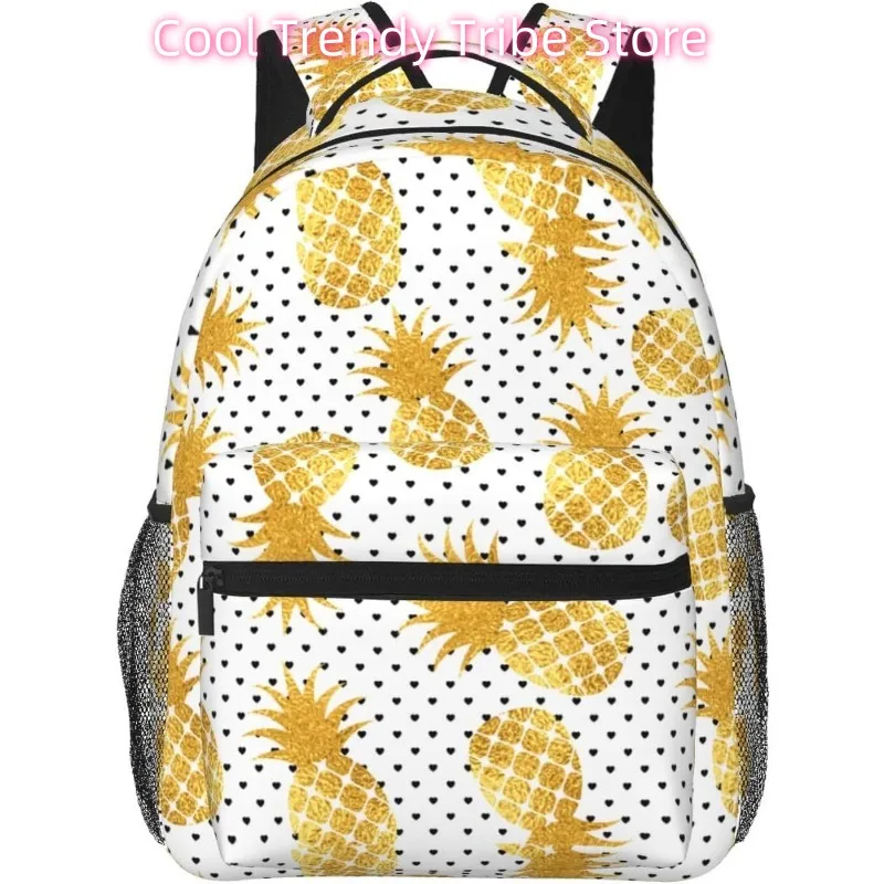 

Сумка для ноутбука обратно в школу Легкий рюкзак для ноутбука в горошек с золотым ананасом Легкий многоцелевой дорожный повседневный рюкзак Un