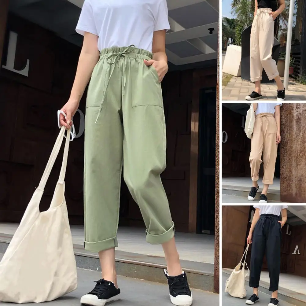 Hot Big Pockets Cargo Pants Women High Waist Loose Streetwear Baggy Trouser Fashion Hip Hop Joggers Trousers Female