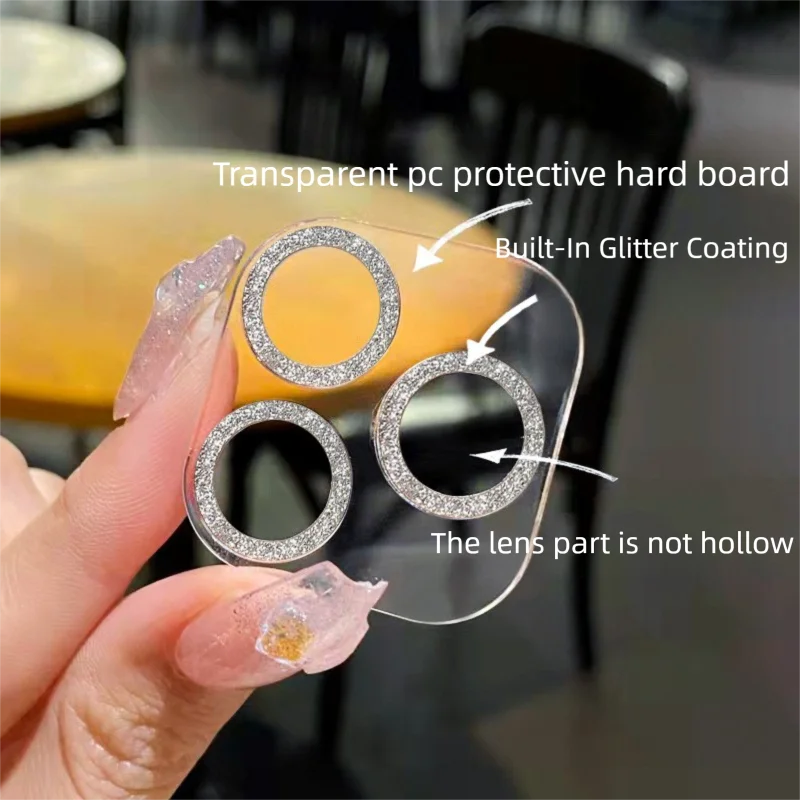 Adecuado para Apple 17 Promax Starry Glitter Powder película de lente integrada iPhone 16 Glitter Diamond transparente 14 Hawkeye 15