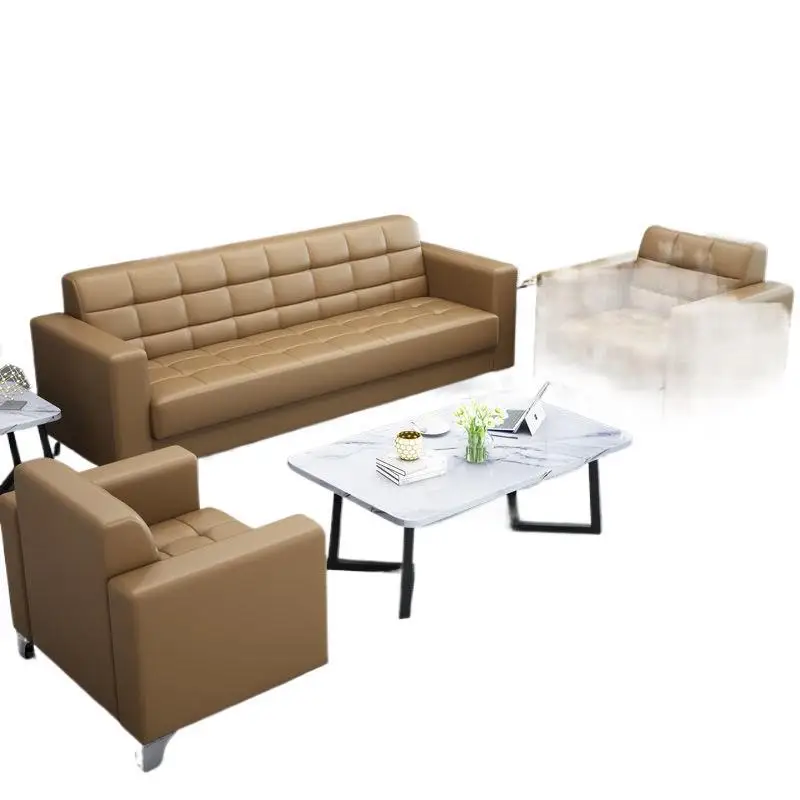 

Индивидуальный офисный диван, журнальный столик, современный простой прием для деловых встреч, небольшой кожаный художественный офис на три человека