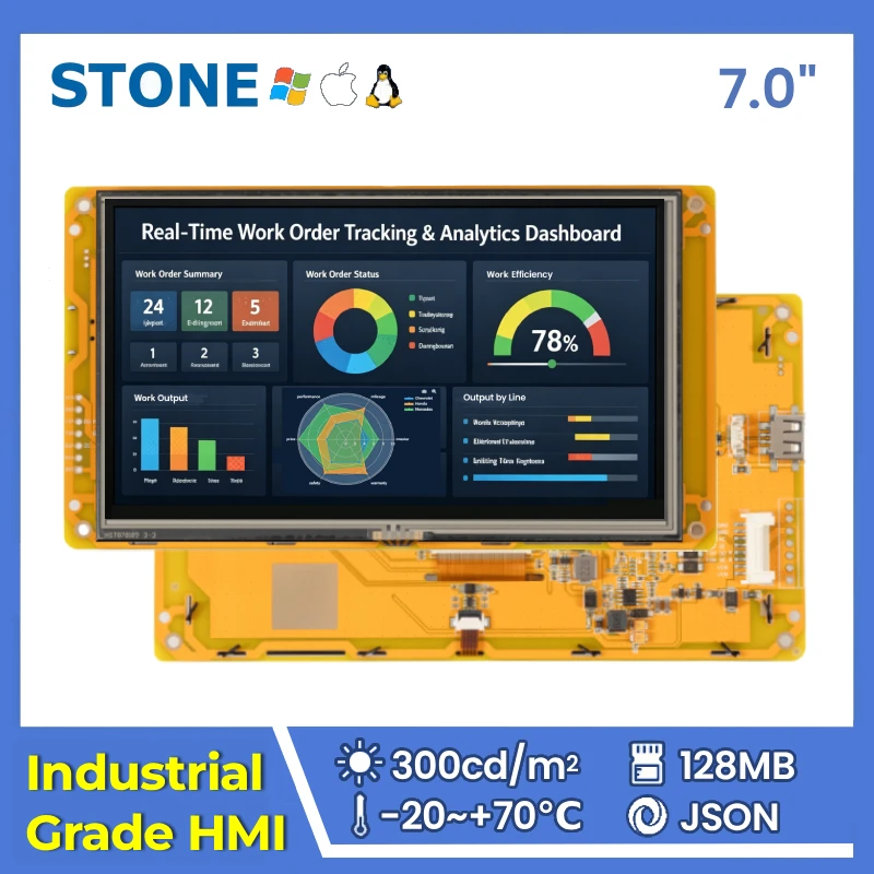 STONE C 7.0 inch HMI Display Panel TFT LCD with Capacitive Touch Screen RS232/RS422/RS485/TTL 800*480 for Arduino