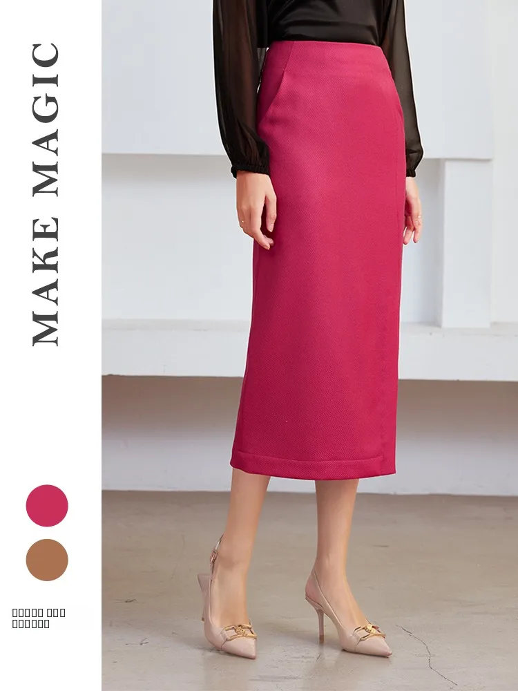 

Новая женская шерстяная юбка миди с завышенной талией, облегающая, из 100% шерсти, в стиле ретро, осень-зима 2025...