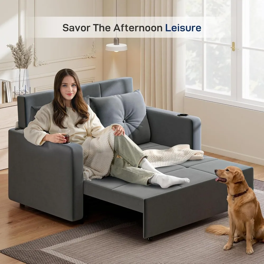 أريكة سرير 3 في 1 متعددة الاستخدامات، 56 مقعدًا مخمليًا قابل للتحويل لغرفة المعيشة، مثالي للمساحات الصغيرة