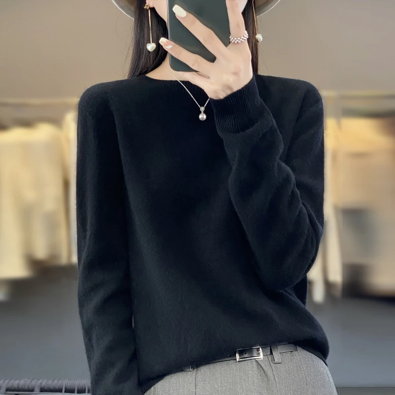 New Cashmere Sweater for Women in Autumn and Winter 100% Merino Wool Fashion O-neck Warm Pullover Top, image 18