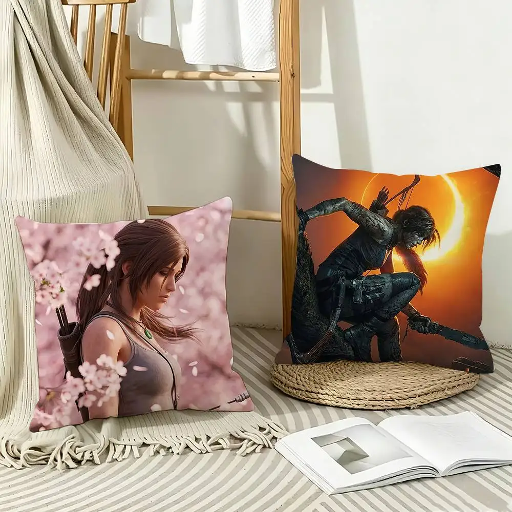 Tomb Adventure L-Lara Croft Pillow Case Pattern Printed Pillowcase For Living Room Sofa Cushion Cover